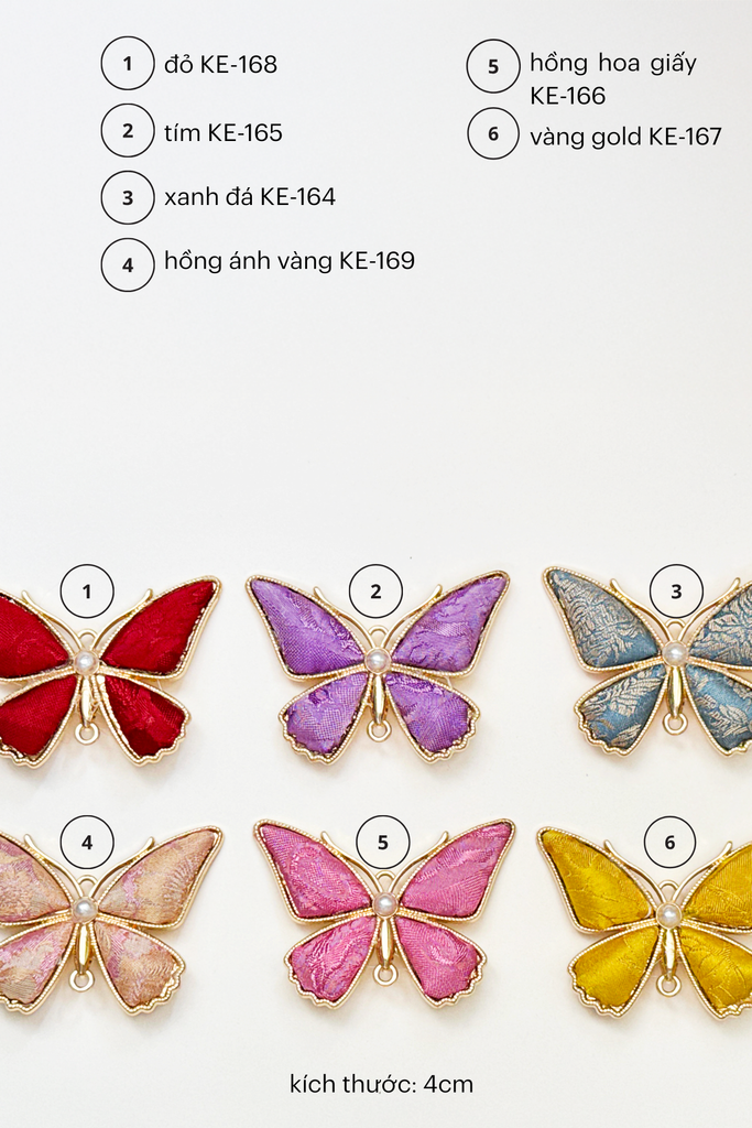 Kẹp tóc bọc lụa tơ tằm Gấm Tiên - Hồ điệp