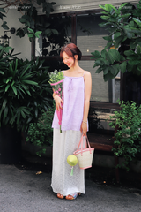 Áo hai dây tơ nhũ Trà Hương - Tím