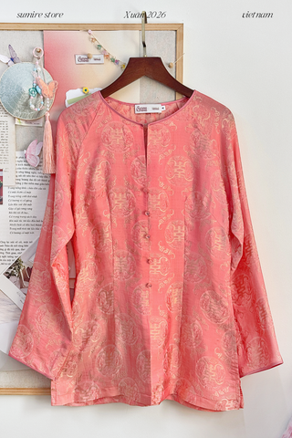 Áo bà ba lụa tơ tằm Phượng Đoan - Cam đào