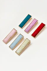 Kẹp tóc bọc lụa tơ tằm Gấm Tiên - Thanh chữ nhật dài