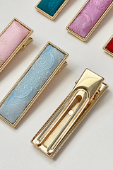 Kẹp tóc bọc lụa tơ tằm Gấm Tiên - Thanh chữ nhật dài