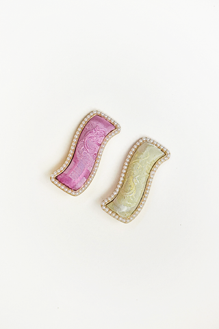 Kẹp tóc bọc lụa tơ tằm Gấm Tiên - Lượn sóng viền ngọc