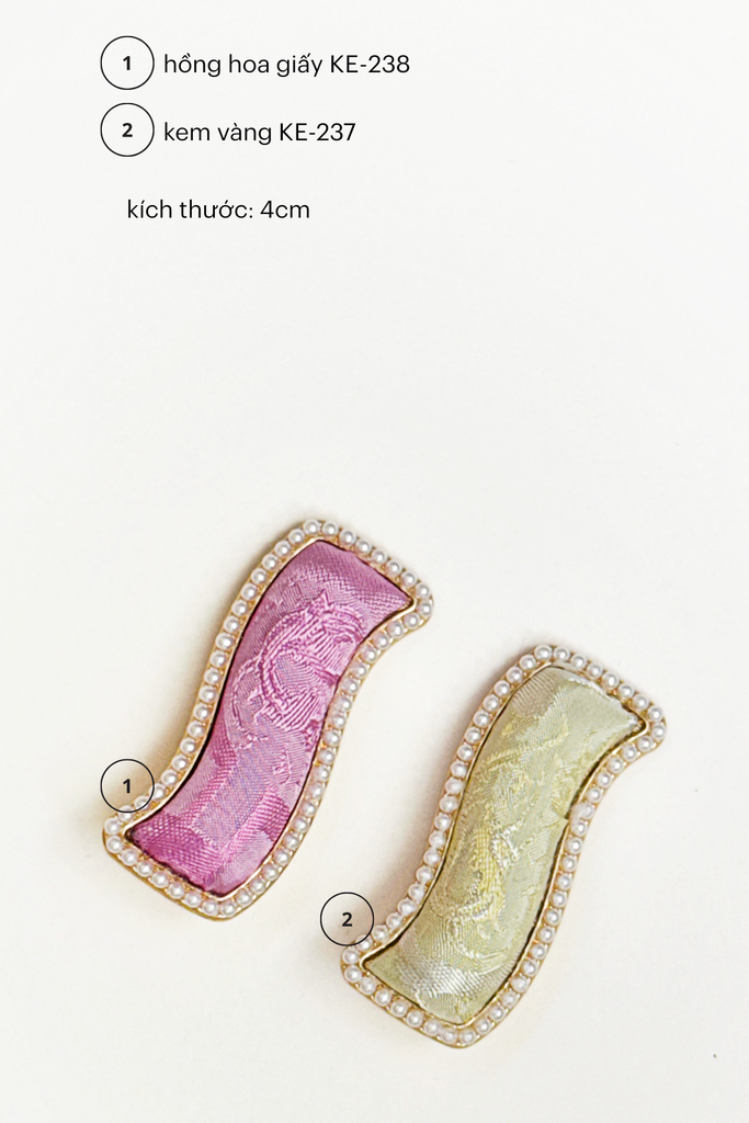 Kẹp tóc bọc lụa tơ tằm Gấm Tiên - Lượn sóng viền ngọc