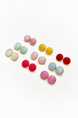 Hoa tai bọc lụa tơ tằm Gấm Tiên - Hình tròn