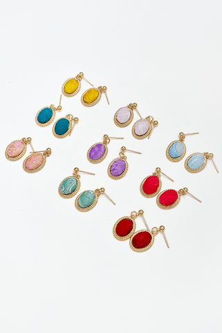 Hoa tai bọc lụa tơ tằm Gấm Tiên - Hình oval có viền