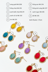 Hoa tai bọc lụa tơ tằm Gấm Tiên - Hình oval