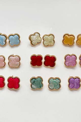 Hoa tai bọc lụa tơ tằm Gấm Tiên - Hình hoa bốn cánh