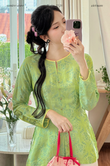 Áo bà ba lụa tơ tằm Phượng Đoan - Xanh cốm