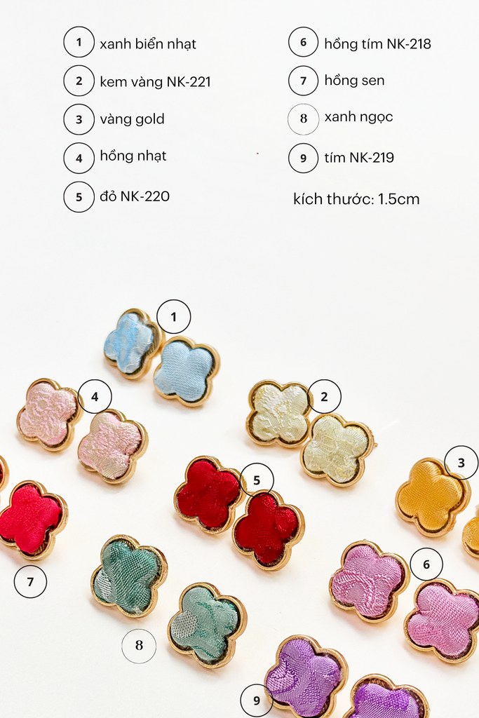 Hoa tai bọc lụa tơ tằm Gấm Tiên - Hình hoa bốn cánh