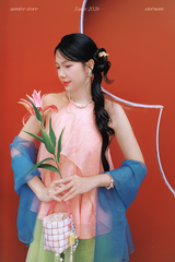 Áo yếm tơ nhũ Trà lụa - Hồng ửng