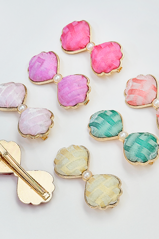 Kẹp tóc bọc lụa tơ tằm Gấm Tiên - Cánh nơ