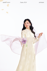 Áo dài Truyền thống Quý Xuân - Trắng kem
