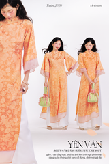 Áo dài gấm dáng suôn Yên Vân - Cam