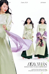Áo dài cổ tròn Điểm Xuân - Xanh non nhạt