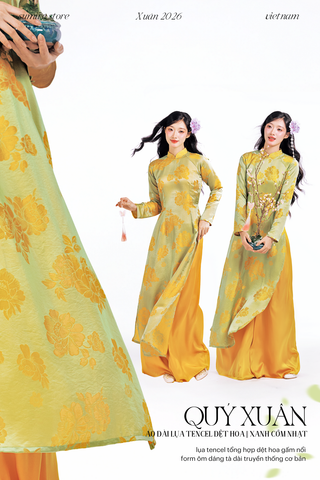 Áo dài Truyền thống Quý Xuân - Xanh cốm nhạt