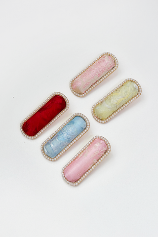 Kẹp tóc bọc lụa tơ tằm Gấm Tiên - Hình chữ nhật bo góc