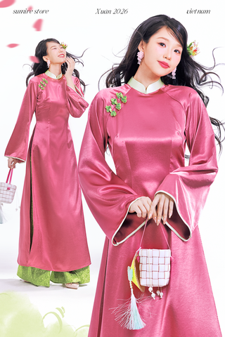 Áo dài Ánh Xuân - Hồng đậm