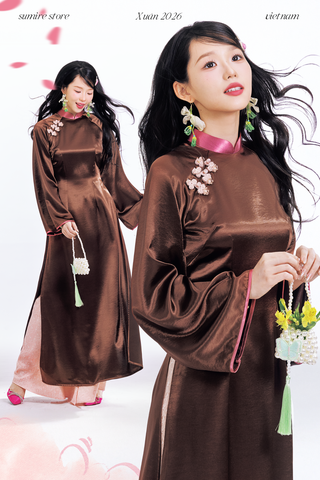 Áo dài Ánh Xuân - Nâu