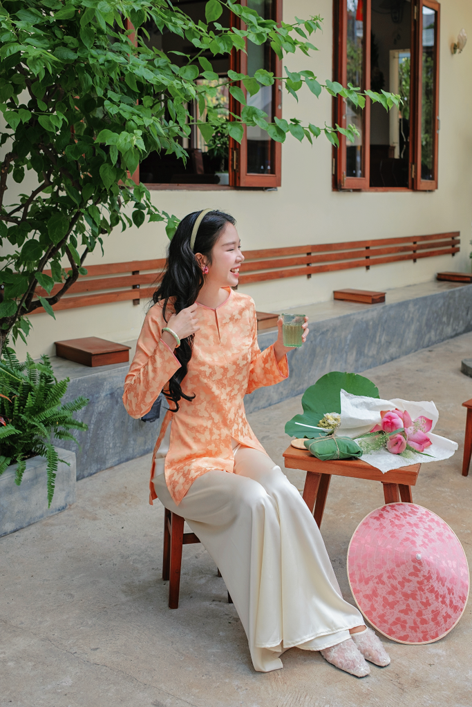 Áo bà ba gấm Hồ Điệp - Cam ngọt