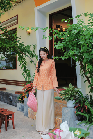Áo bà ba gấm Hồ Điệp - Cam ngọt