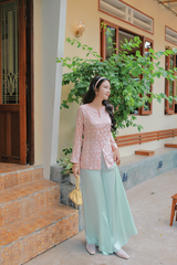 Áo bà ba gấm Hồ Điệp - Hồng nhạt