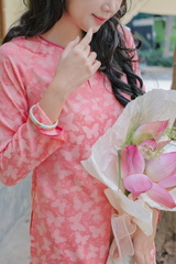 Áo bà ba gấm Hồ Điệp - Hồng sáng