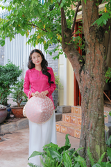 Áo bà ba gấm Hồ Điệp - Hồng sen