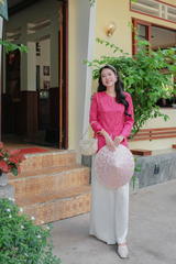 Áo bà ba gấm Hồ Điệp - Hồng sen