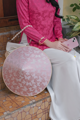 Áo bà ba gấm Hồ Điệp - Hồng sen