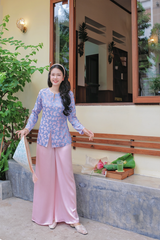 Áo bà ba gấm Hồ Điệp - Tím ánh xanh