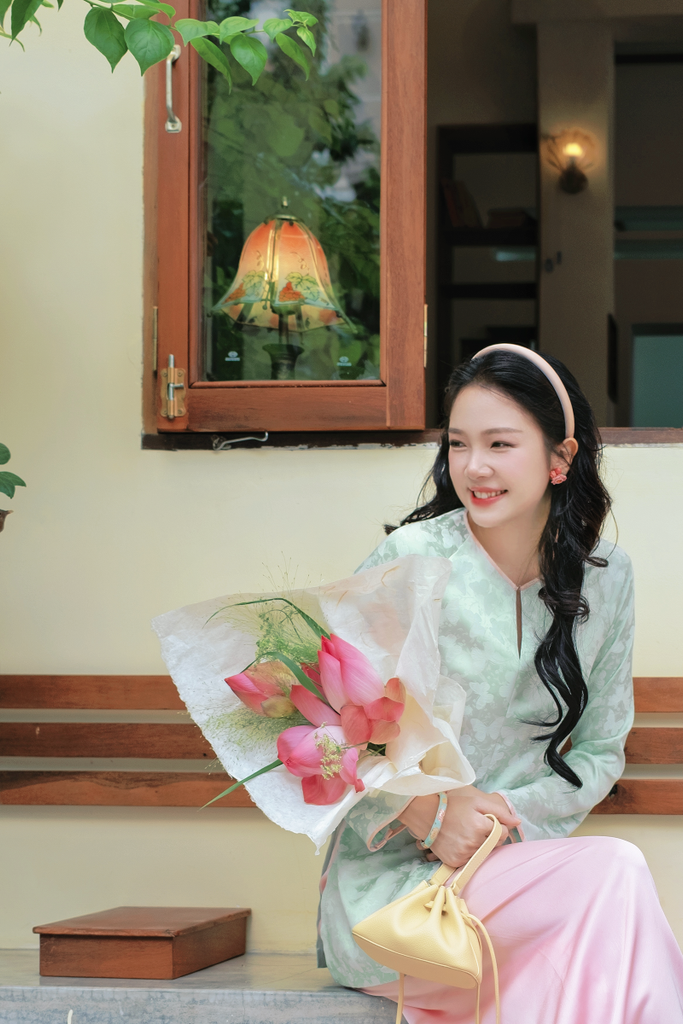 Áo bà ba gấm Hồ Điệp - Xanh non