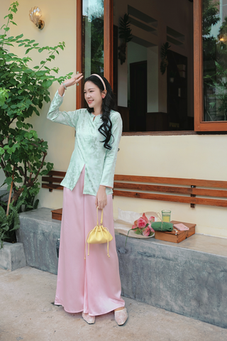 Áo bà ba gấm Hồ Điệp - Xanh non