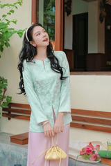 Áo bà ba gấm Hồ Điệp - Xanh non