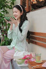 Áo bà ba gấm Hồ Điệp - Xanh non