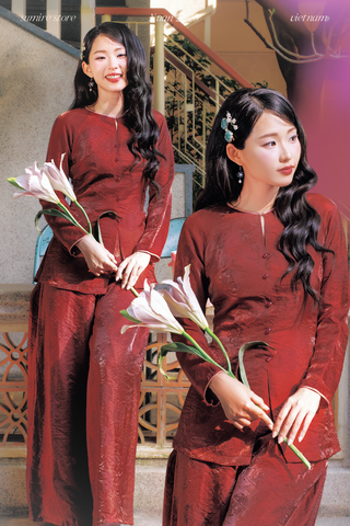 Áo bà ba Phượng Châu - Đỏ đô