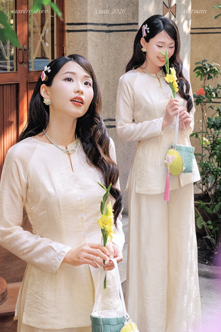 Áo bà ba Phượng Châu - Kem