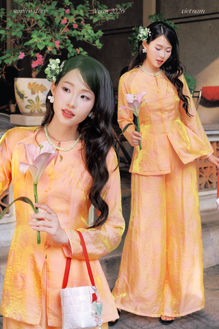 Áo bà ba Phượng Châu - Cam đào