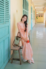 Áo dài cổ sen An Dung - Phấn cam