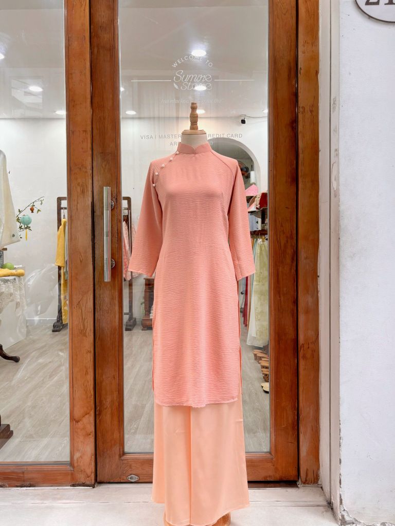 Áo dài Dáng xưa Yên Xuân - Cam sữa