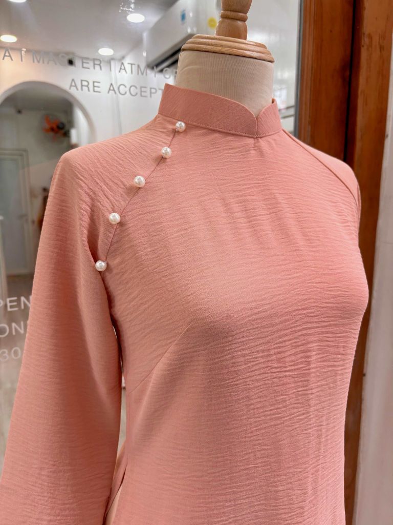Áo dài Dáng xưa Yên Xuân - Cam sữa
