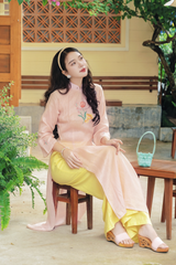 Áo dài linen Thêu tay Nguyệt Hồng