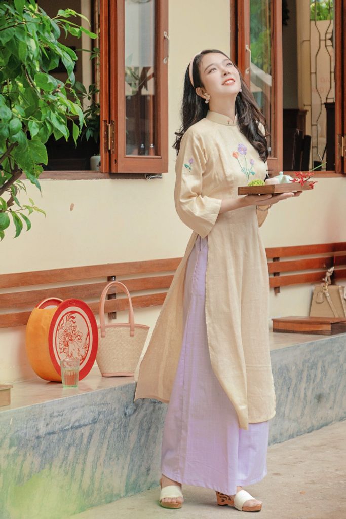 Quần linen Trúc Chi - Tím nhạt