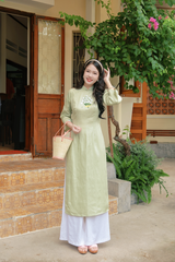 Áo dài linen Thêu tay Nguyệt Trà