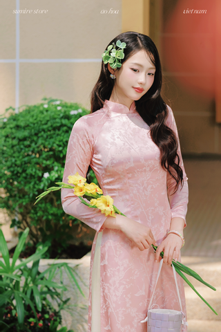 Áo dài Truyền thống Mai Cảnh - Hồng hoa mai
