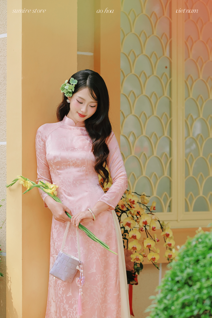 Áo dài Truyền thống Mai Cảnh - Hồng hoa mai