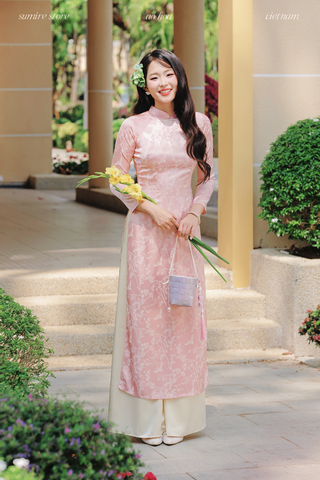 Áo dài Truyền thống Mai Cảnh - Hồng hoa mai