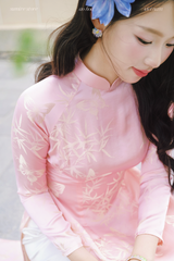 Áo dài Truyền thống Mai Cảnh - Hồng lá trúc