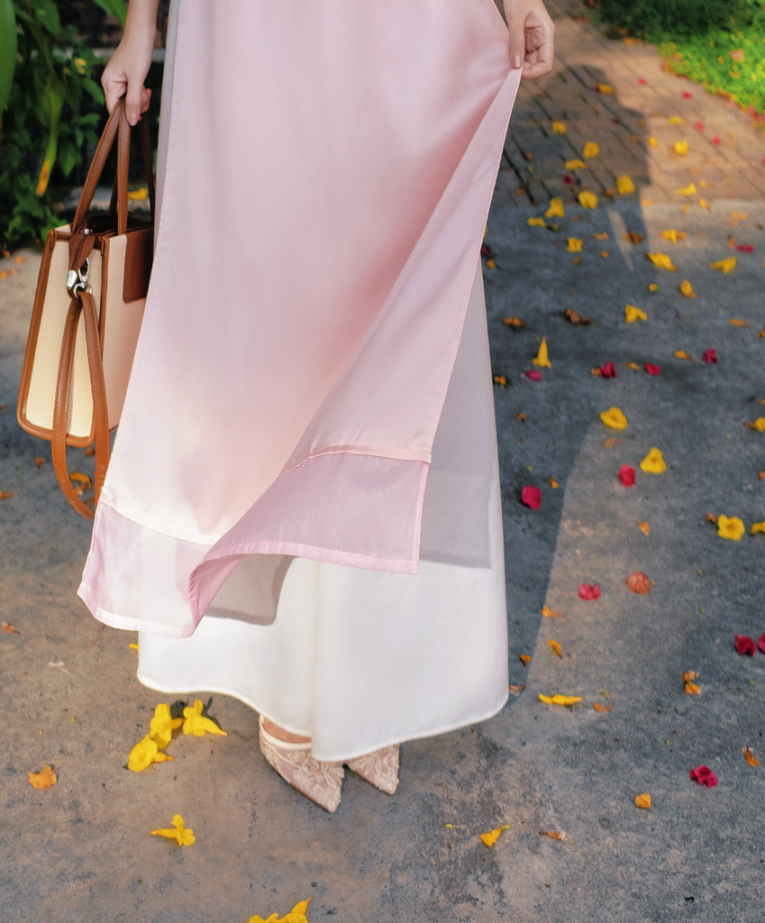 Áo dài Phương Hoa Xuân - Hồng nhành hoa hồng