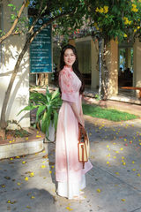 Áo dài Phương Hoa Xuân - Hồng nhành hoa hồng