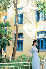 Áo dài Phương Hoa Xuân - Xanh biển nhành hoa